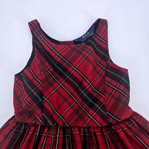 Ralph Lauren Girls Tartan Plaid Holiday Taffeta Party Dress Size 4 Like New